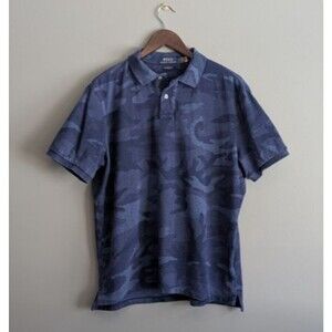 Polo Ralph Lauren Size Large Blue Camo Polo Shirt Mens Short Sleeve Classic Fit